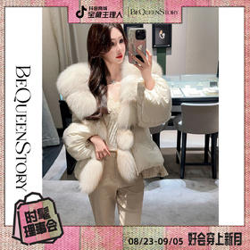 BeQueenStory【挪威初雪】气质保暖狐狸毛领冬季短款鹅绒服