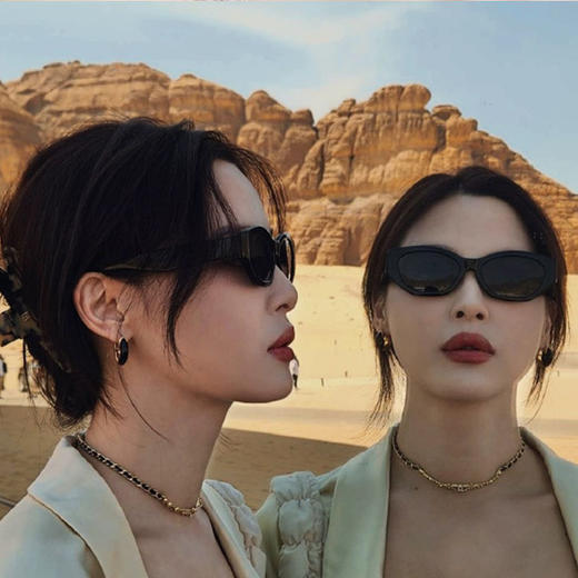 【国庆出游季~新潮猫眼出街有范款】辛芷蕾同款猫眼墨镜女 高级感潮流复古窄框 新款太阳镜防紫外线 拍照更出片-QQ 商品图1