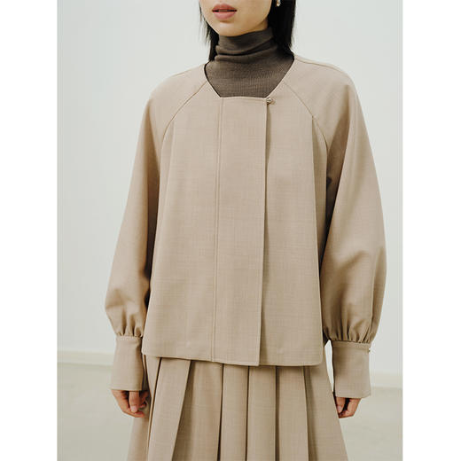 HeyDress宽门襟衬衫女秋季宽松显瘦衬衣百褶裙套装慵懒长袖上衣 商品图3