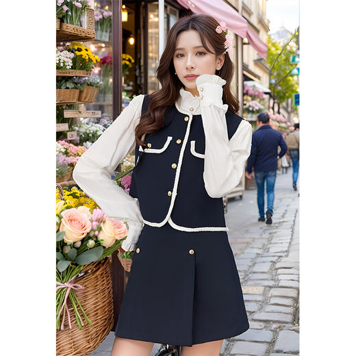 9/4奢姿大码女装2024秋季气质木耳领小香风两件套胖妹妹时尚简约套装9943926945 商品图0