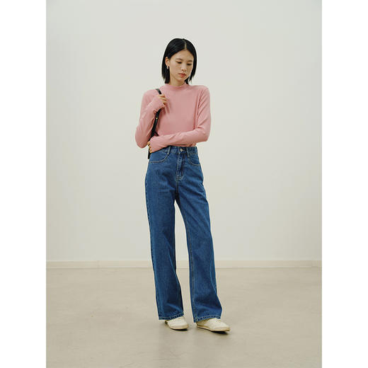 Heydress半高领长袖T恤女秋季纯色打底衫百搭修身叠穿内搭上衣 商品图2