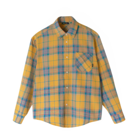 YKYB撞色格纹肤翻领趣味包针绣宽松衬衫