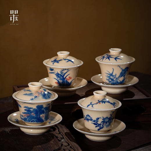 问鼎器度汝窑鹅黄青花云霄盖碗（钟灵）（寿桃春）（空谷幽兰）（步步高升）（缺货） 商品图4