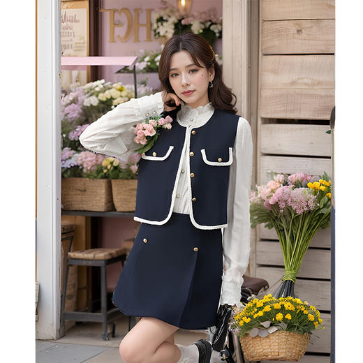 9/4奢姿大码女装2024秋季气质木耳领小香风两件套胖妹妹时尚简约套装9943926945 商品图2