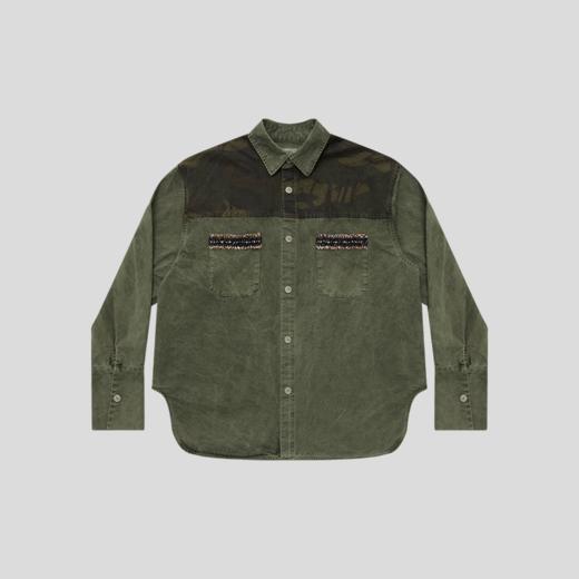 GOODBAI 916 迷彩拼接花边口袋oversize衬衫 商品图1