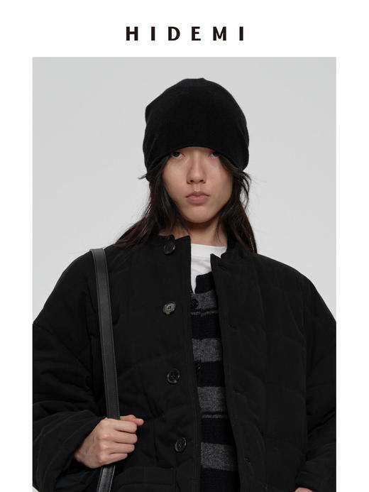 HIDEMI【辛芷蕾同款】进口美利奴羊毛极简堆堆感慵懒冷帽 黑色/摩卡灰/羊毛米/卡其酥/艺术灰 商品图7