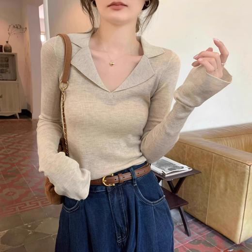 【YW】无忧购法式Polo翻领修身显瘦长袖内搭针织打底衫1281(截单后7天发货) 商品图10