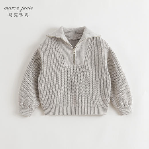 马克珍妮男童城市户外宽松翻领针织衫儿童毛衣2024冬装新款241068 商品图3