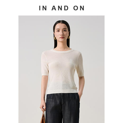 IN AND ON 夏风弥尔 100%莱赛尔刺绣针织上衣54528 商品图0