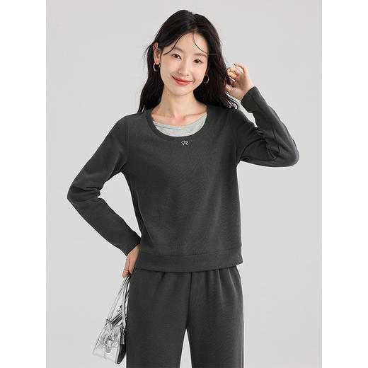 【专属特价】熙世界运动卫衣套装时尚假两件上衣休闲裤两件套一整套入秋穿搭 商品图2