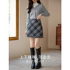 【专属特价】熙世界学院风复古格纹毛呢半身裙2025秋冬新款高腰a字包臀短裙 商品缩略图1
