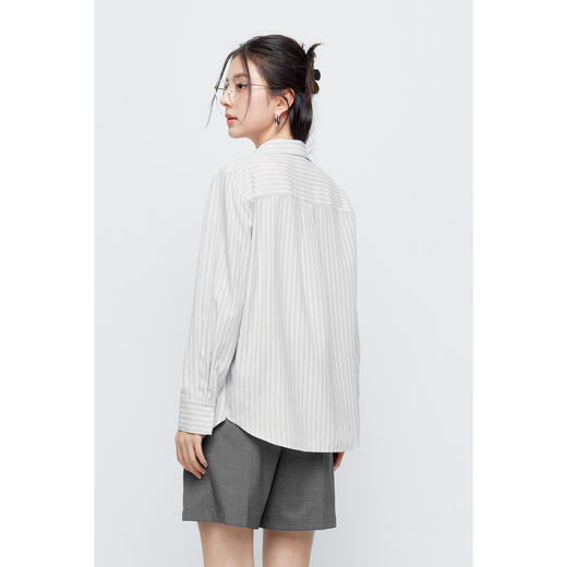 【积分换购不退货】【特惠不退货】诗凡黎条纹翻领衬衫2024夏新款衬衣女3F4320961 商品图4