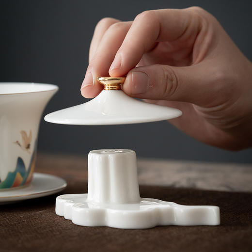 鹤瑞呈祥 羊脂玉茶具 功夫套装 家用陶瓷盖碗 茶壶茶杯景德镇2024新款精致礼盒装 商品图9