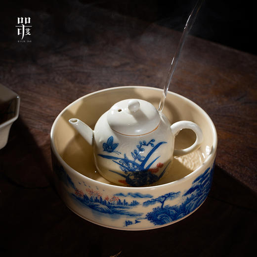 问鼎器度汝窑鹅黄青花鸿瑞壶承(云龙吟)（山水）（缺货） 商品图3