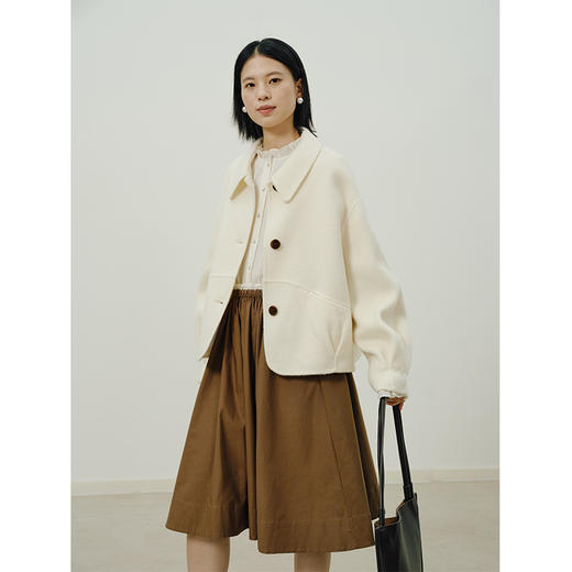 Heydress翻领毛呢外套女秋冬宽松显瘦羊毛大衣气质百搭短款双面呢 商品图3