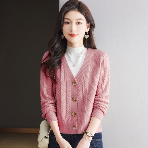 长袖厚款羊毛针织开衫，气质v领毛衣外套CC- 9-6913 商品图1