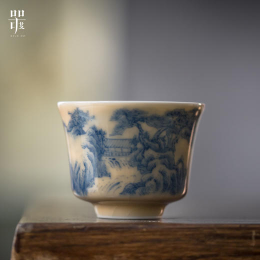 问鼎器度汝窑鹅黄青花掬泉杯(苍松)（缺货） 商品图0