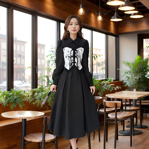 9/4奢姿2024年秋冬新款大码女装国风拼接裙子胖妹妹新中式气质连衣裙9943855305 商品图1