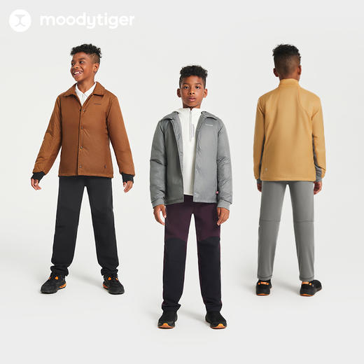 moodytiger儿童防风长裤24秋新款男童拼接弹力宽松运动裤子【H】 商品图4