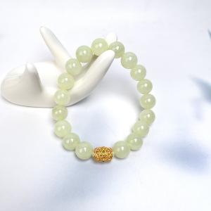 18K和田玉单圈-花丝桶圆珠10 商品图0