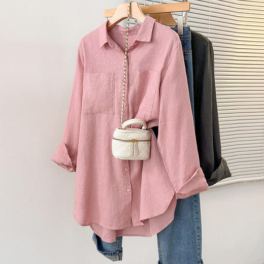 GYH 6682翻领衬衫宽松上衣棉麻薄外套 商品图0