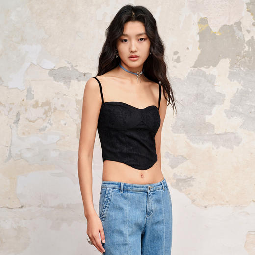 甜辣风暗纹蕾丝小背心23早秋内搭吊带小衫 商品图2