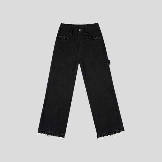 GOODBAI 916 毛边刺绣水洗微喇休闲裤 商品图1