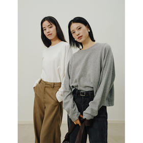 Heydress拼接弹力卫衣女秋季圆领休闲宽松简约松弛感百搭短款上衣