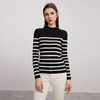 【半高领坑条纹羊绒衫】羊绒世家秋冬新品女士100%山羊绒条纹撞色修身显瘦毛衣 商品缩略图5