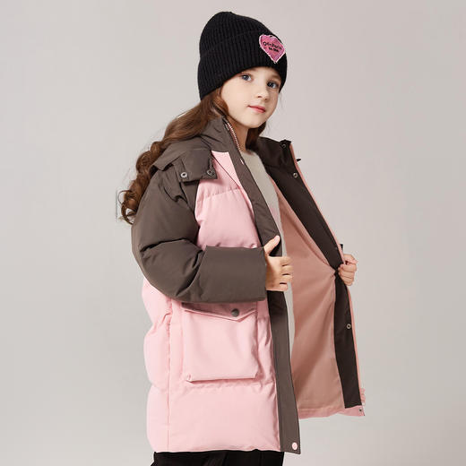 笛莎女童羽绒服2024冬季新款宝宝工装撞色羽绒服 商品图4