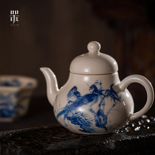 问鼎器度汝窑鹅黄青花梨韵壶（喜相逢）（缺货） 商品图0