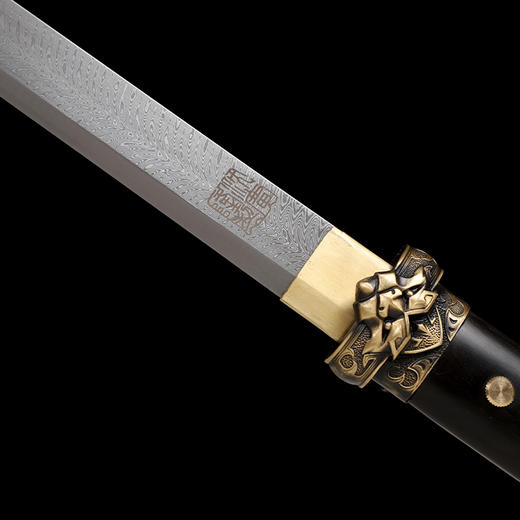 虎啸唐刀 唐横刀剑 龙泉沈广隆宝剑 传统刀剑  手工刀剑 花纹钢 未开刃 商品图4