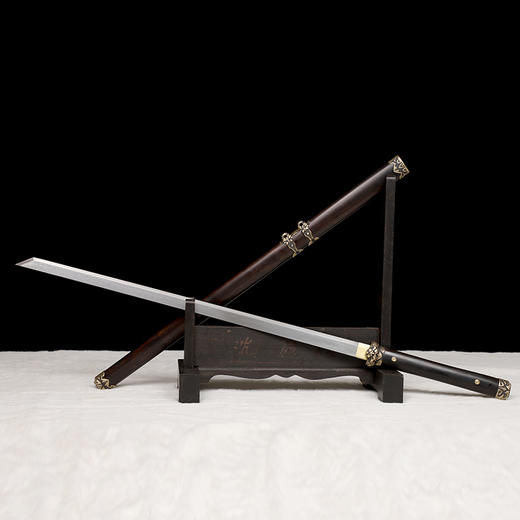 虎啸唐刀 唐横刀剑 龙泉沈广隆宝剑 传统刀剑  手工刀剑 花纹钢 未开刃 商品图7