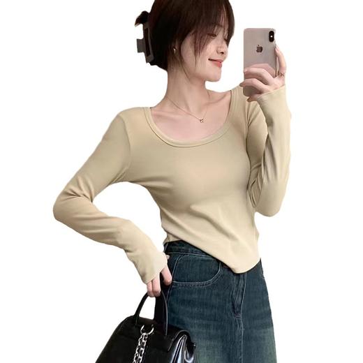 【买一送一】纯色U领收腰显瘦百搭时尚打底衫FS-64 商品图7