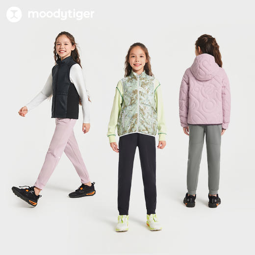 moodytiger儿童防风长裤24秋新款女童保暖宽松弹力运动裤子【H】 商品图4