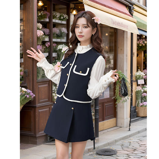 9/4奢姿大码女装2024秋季气质木耳领小香风两件套胖妹妹时尚简约套装9943926945 商品图3