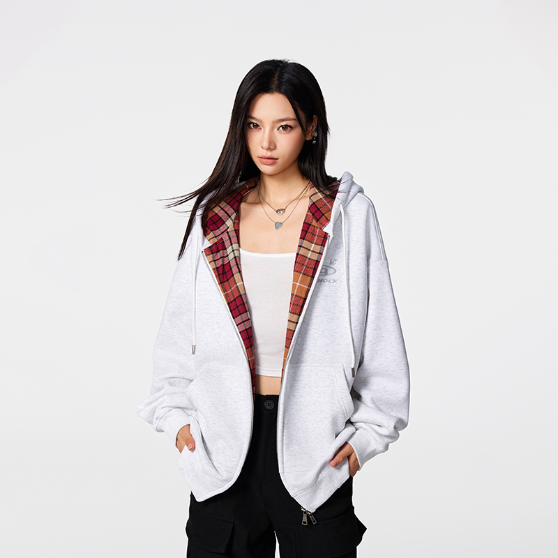 【Achock官方店】logo刺绣美式连帽卫衣男女潮牌高街重磅拉链开衫