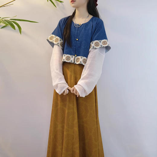 裁缝学苑AQ350唐制半臂悬垂领八破裙纸样女装汉服唐风三件套制版 商品图4