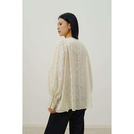 HeyDress新中式衬衫女秋季宽松显瘦设计感衬衣灯笼袖方领气质上衣 商品图3