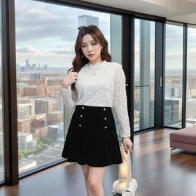 奢姿大码女装2024秋季减龄花纹镂空打底衫胖妹妹时尚简约百搭上衣9943153526