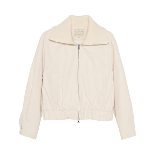 Heydress翻领外套女秋季休闲宽松显瘦通勤短款夹克米白色上衣 商品图4