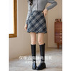【专属特价】熙世界学院风复古格纹毛呢半身裙2025秋冬新款高腰a字包臀短裙 商品缩略图3