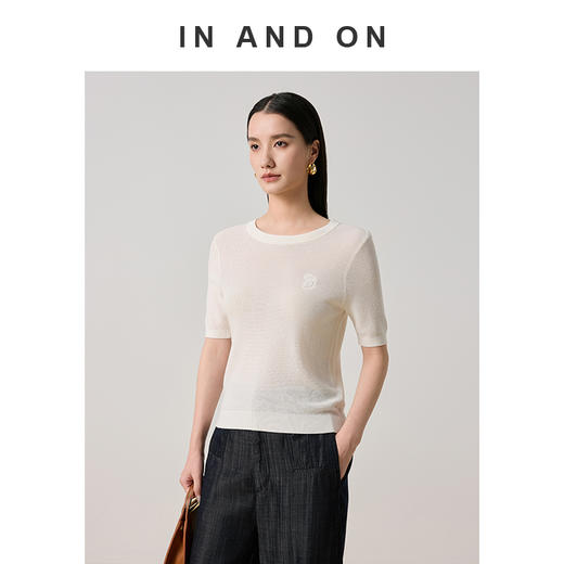 IN AND ON 夏风弥尔 100%莱赛尔刺绣针织上衣54528 商品图4