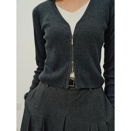 Heydress假两件针织衫女秋季法式绵羊毛开衫叠穿撞色层次感上衣 商品图3