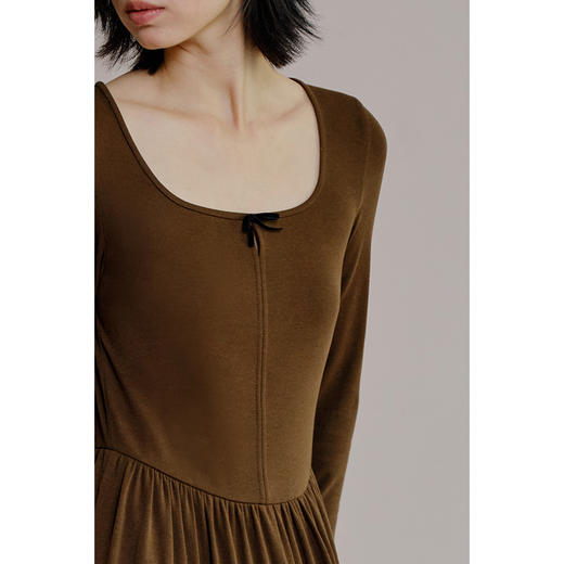 HeyDress法式针织连衣裙女秋季浪漫芭蕾舞风方领收腰显瘦长袖裙子 商品图1