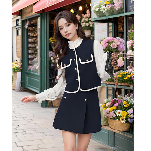 9/4奢姿大码女装2024秋季气质木耳领小香风两件套胖妹妹时尚简约套装9943926945 商品图4