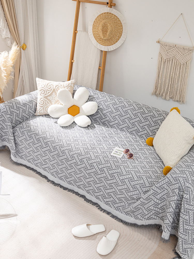 21智贝规格图针织万能沙发巾北欧ins风盖布全盖沙发垫套罩盖