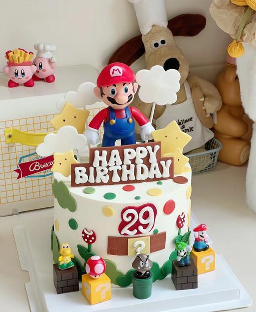 【臻品系列】---半翻糖加高【超级马里奥】送男孩、周岁、游戏类蛋糕 商品图0