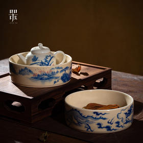 问鼎器度汝窑鹅黄青花鸿瑞壶承(云龙吟)（山水）（缺货）