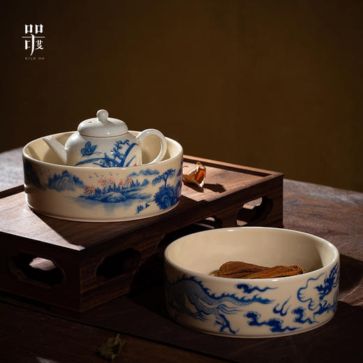 问鼎器度汝窑鹅黄青花鸿瑞壶承(云龙吟)（山水）（缺货） 商品图0